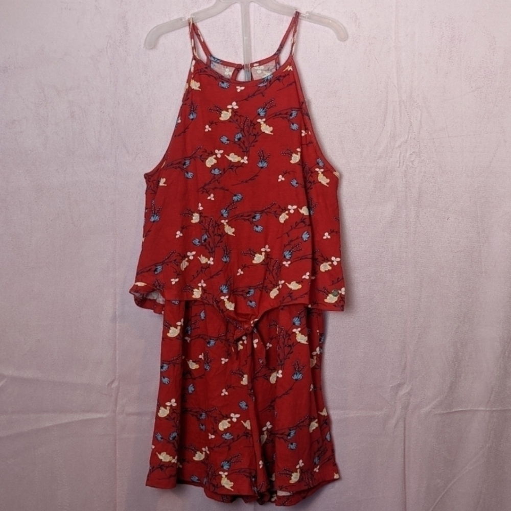 Roxy Girl Red Floral Romper size 14 XL